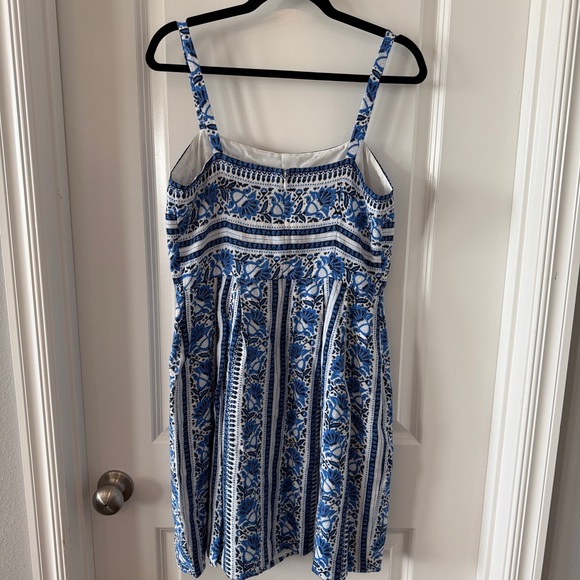 Loft Women’s‎ Blue and White Striped Floral Fit & Flare Dress Size 10 - Picture 5 of 8